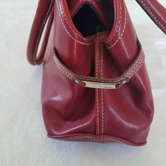 Mondani Burgundy Vegan Leather Satchel Top Handle Bag - Picture 4 of 8